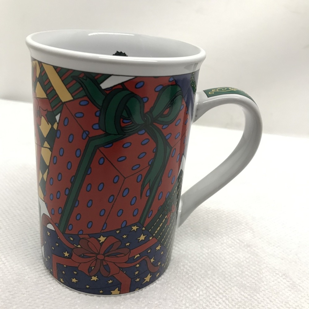 Colorful Presents Funnel Wide Rim Coffee Mug HOLIDAY LIMITED EDITION 1995 VINTAG - Picture 3 of 8